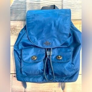 COACH Unisex Blue Nylon and Leather Medium size Backpack F58814 Vintage
